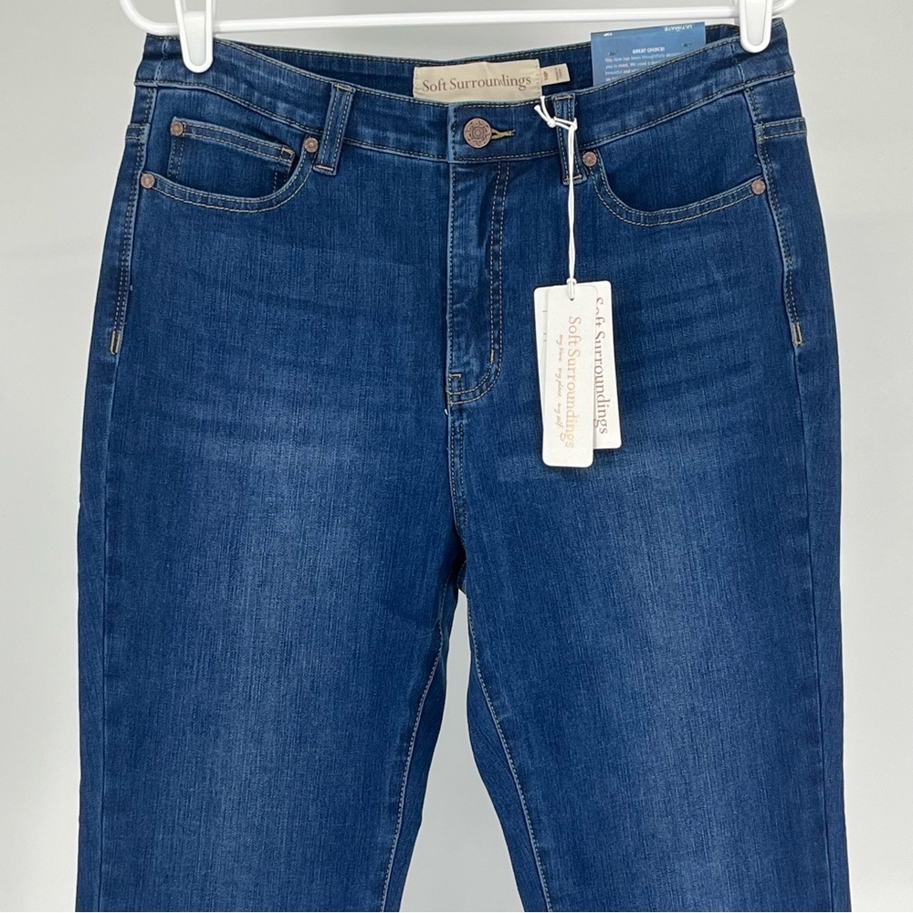 SOFT SURROUNDINGS NWT THE ULTIMATE CROPPED BOOTCUT JEANS RIPPLE BLUE WASH PETITE - Picture 10 of 16